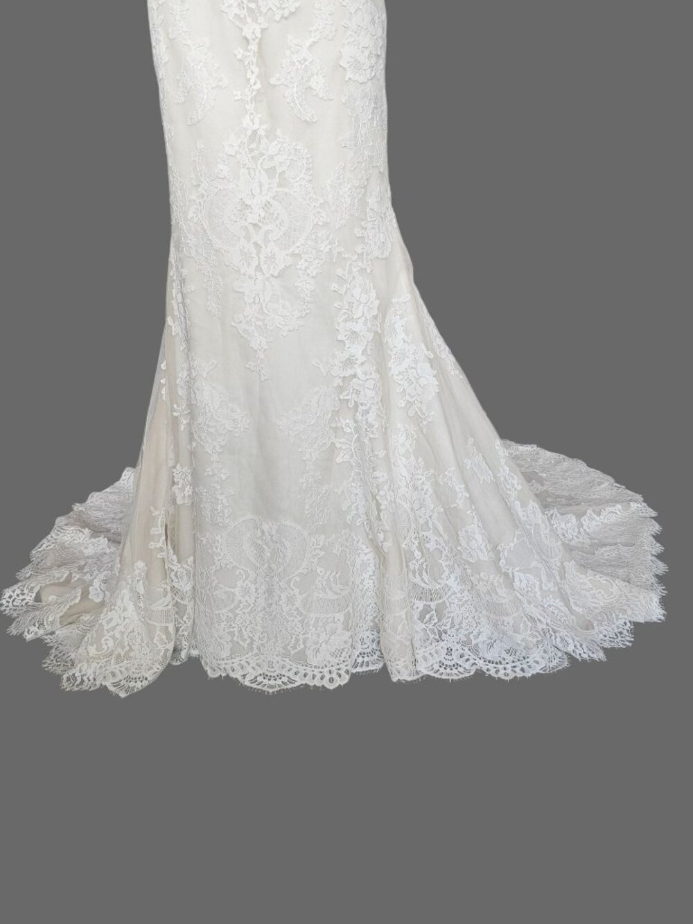 NEW Nude/Ivory Full Lace Racerback V-Neck Fit/Flare Wedding Gown - San Patrick - Picture 6 of 11